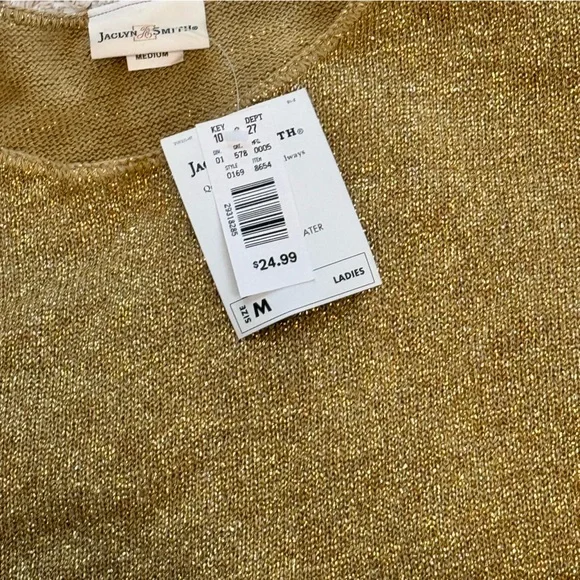 Jaclyn Smith vintage Gold Sequined Chiffon Layer Lagenlook Sweater vintage - Picture 4 of 8